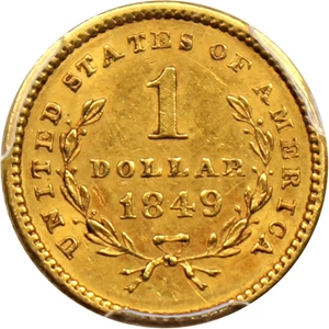 image for: 1849 No L G$1 PCGS AU58