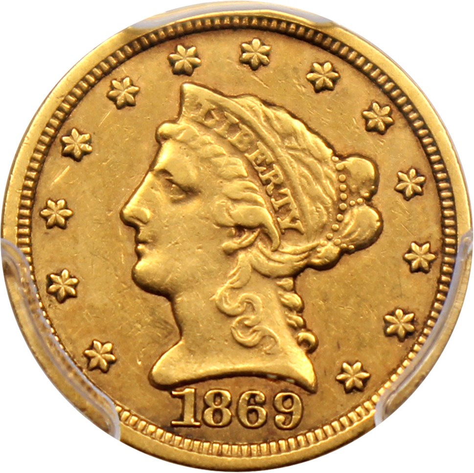 image for: 1869-S $2 1/2 PCGS XF40