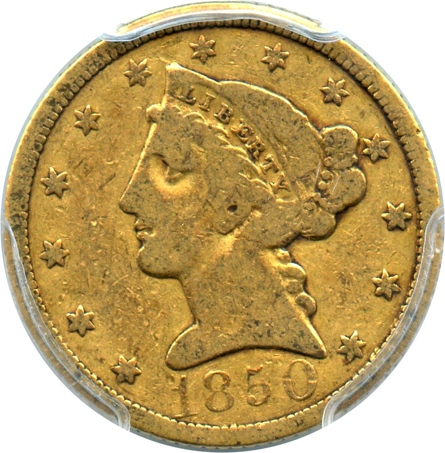 image for: 1850 $5 PCGS/CAC VG-10