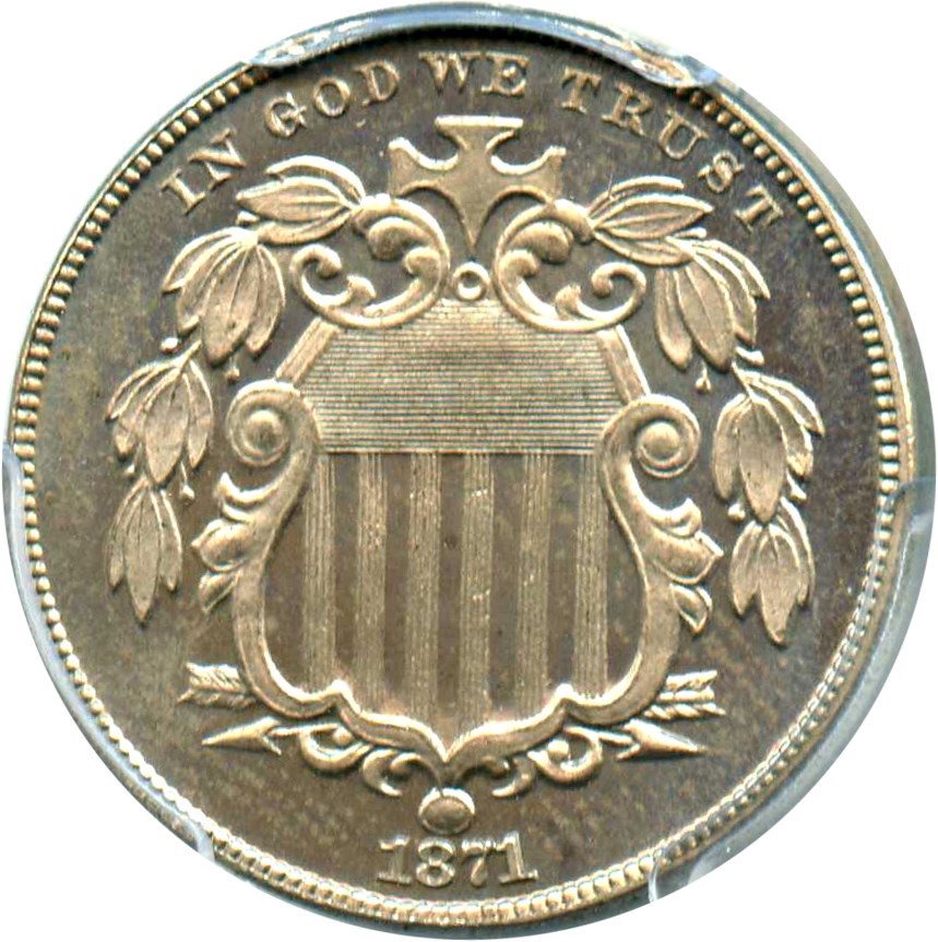 image for: 1871 5c PCGS/CAC Proof 64
