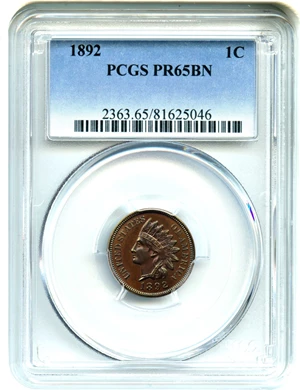 image for: 1892 1c PCGS Proof 65 BN