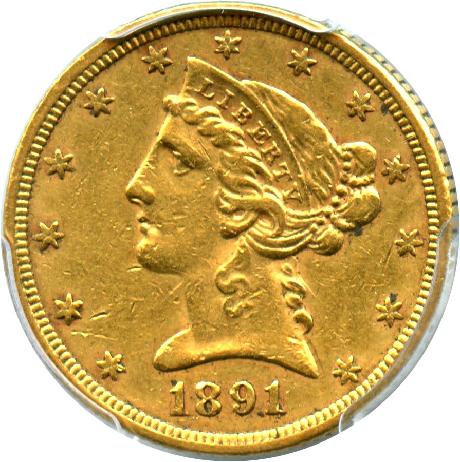 image for: 1891 $5 PCGS XF45