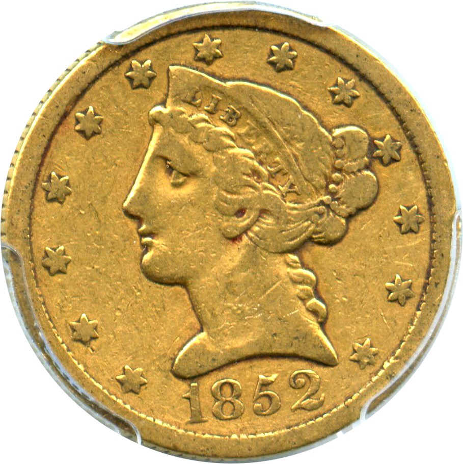 image for: 1852 $5 PCGS/CAC VF20