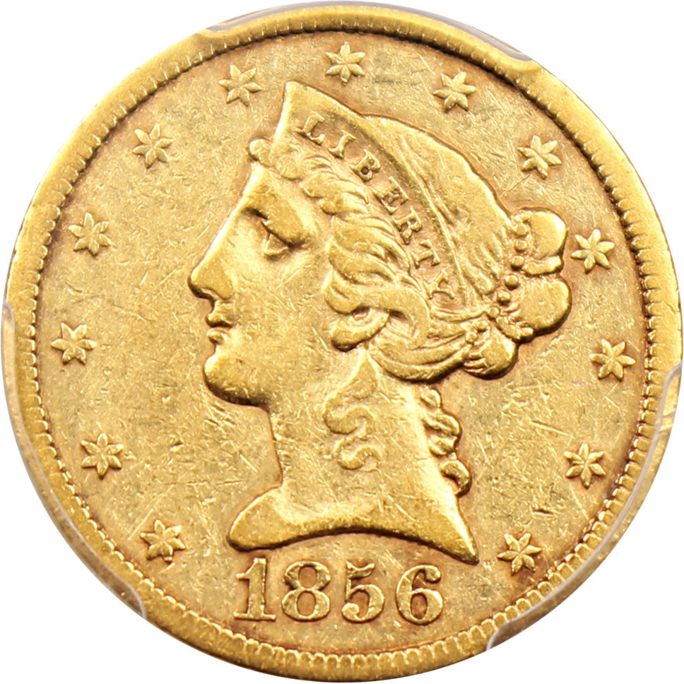 image for: 1856-S $5 PCGS VF30