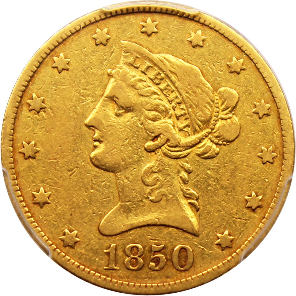 image for: 1850 $10 PCGS VF30 (Small Date)