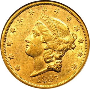 image for: 1867-S $20 NGC/CAC AU55