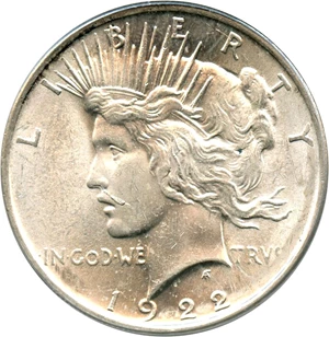 image for: Top 50 VAM: 1922 $1 PCGS/CAC MS62 (VAM-12A, Moustache)
