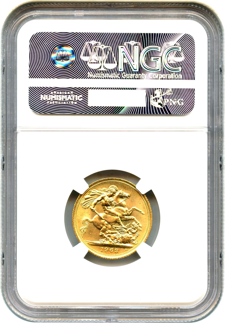 image for: Great Britain: 1963 Gold Sovereign NGC MS64 (KM-908)