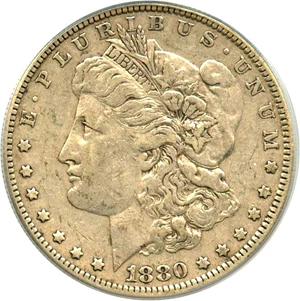 image for: Top 100 VAM: 1880 $1 PCGS/CAC VF35 (VAM-8, 8/7 Ears)
