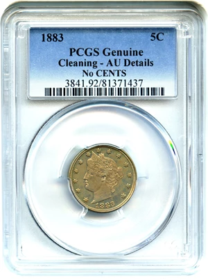 image for: 1883 5c PCGS AU Details (No Cents, Cleaning)