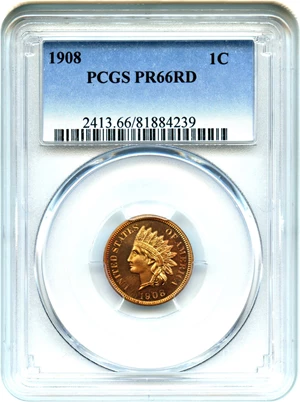 image for: 1908 1c PCGS Proof 66 RD