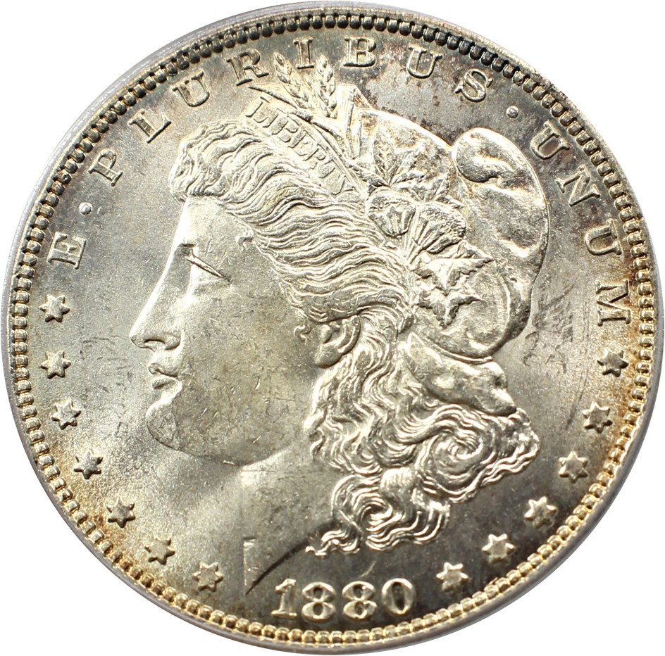 image for: Top 100 VAM: 1880 $1 PCGS/CAC MS64 (VAM-9, 8/7 Stem) 