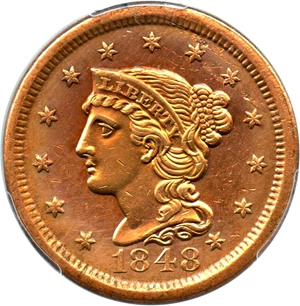 image for: 1848 1c PCGS AU Details (Cleaning)