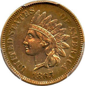 image for: 1865 1c PCGS AU Details (Smoothed, Fancy 5)