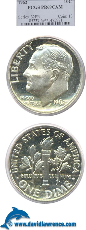 image for: 1962 10c PCGS Proof 69 Cameo
