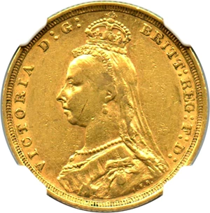 image for: Australia: 1888-S Gold Sovereign Jubilee Head NGC AU55 (KM-10)