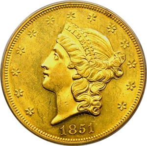 image for: 1851 $20 PCGS MS61