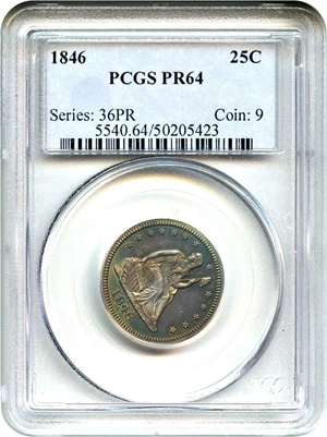 image for: 1846 25c PCGS Proof 64