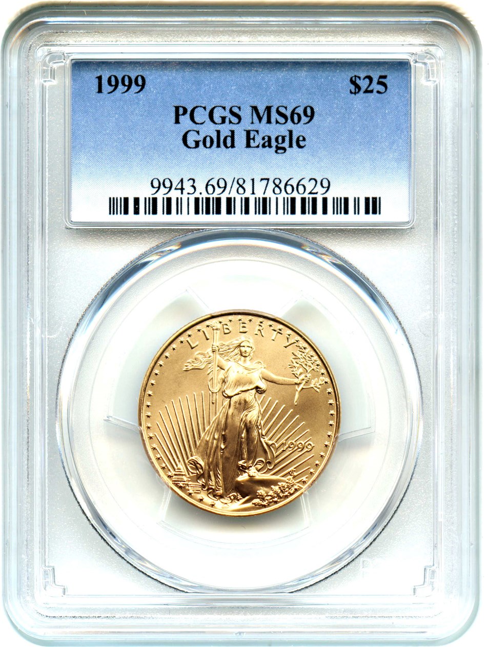 image for: 1999 Gold Eagle $25 PCGS MS69