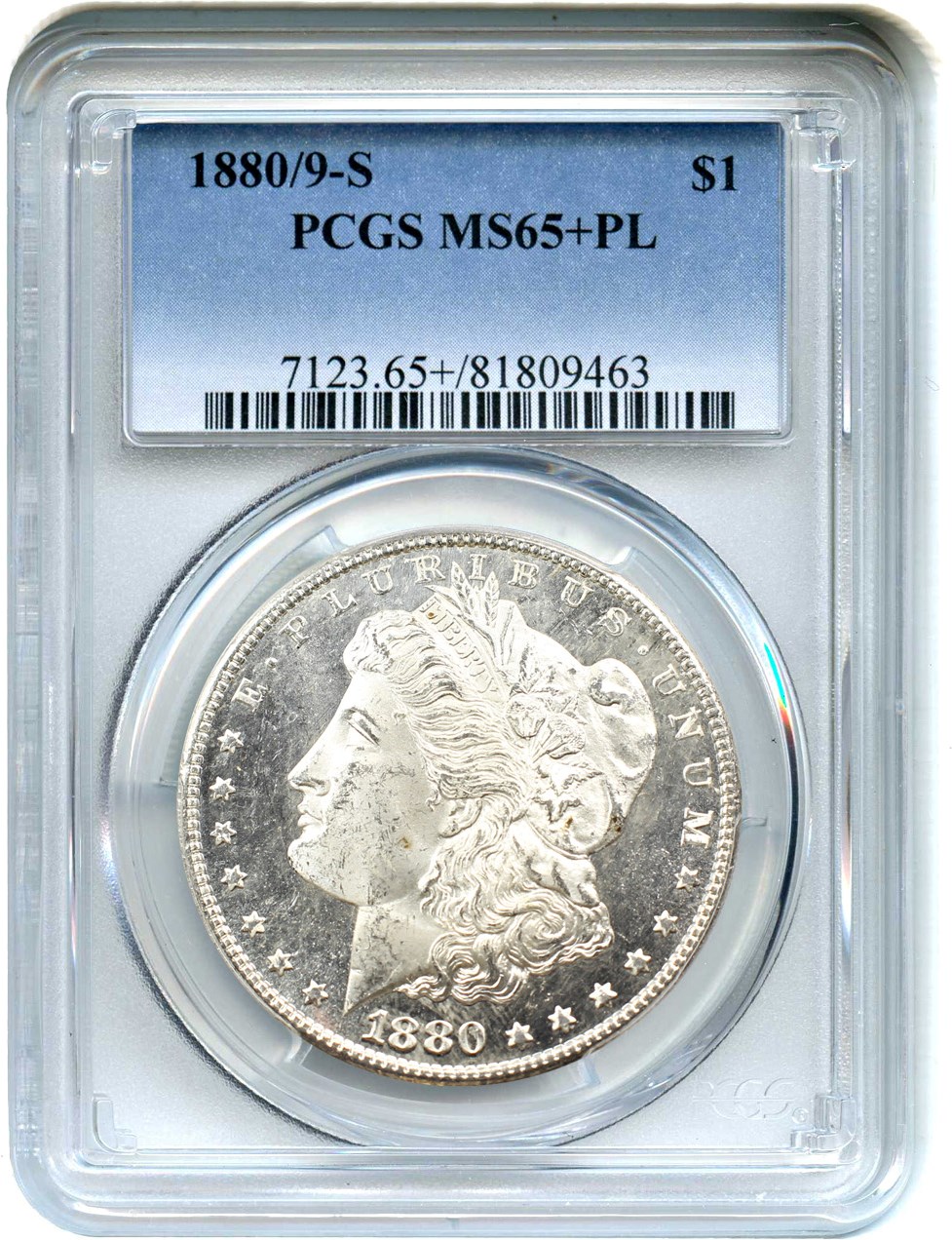 image for: 1880/9-S $1 PCGS MS65+ PL