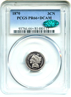 image for: 1870 3cN PCGS/CAC Proof 66+ DCAM