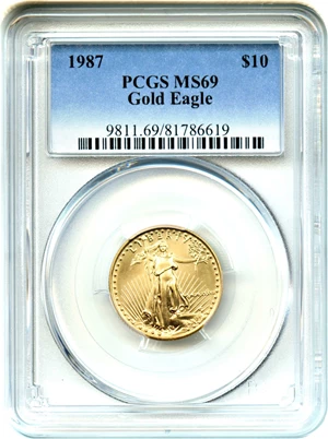 image for: 1987 Gold Eagle $10 PCGS MS69