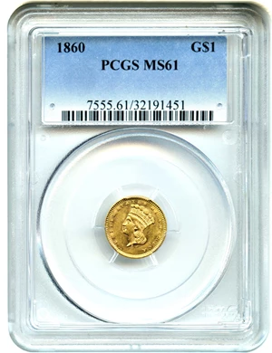 image for: 1860 G$1 PCGS MS61
