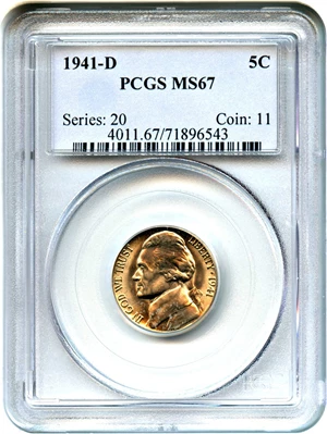 image for: 1941-D 5c PCGS MS67