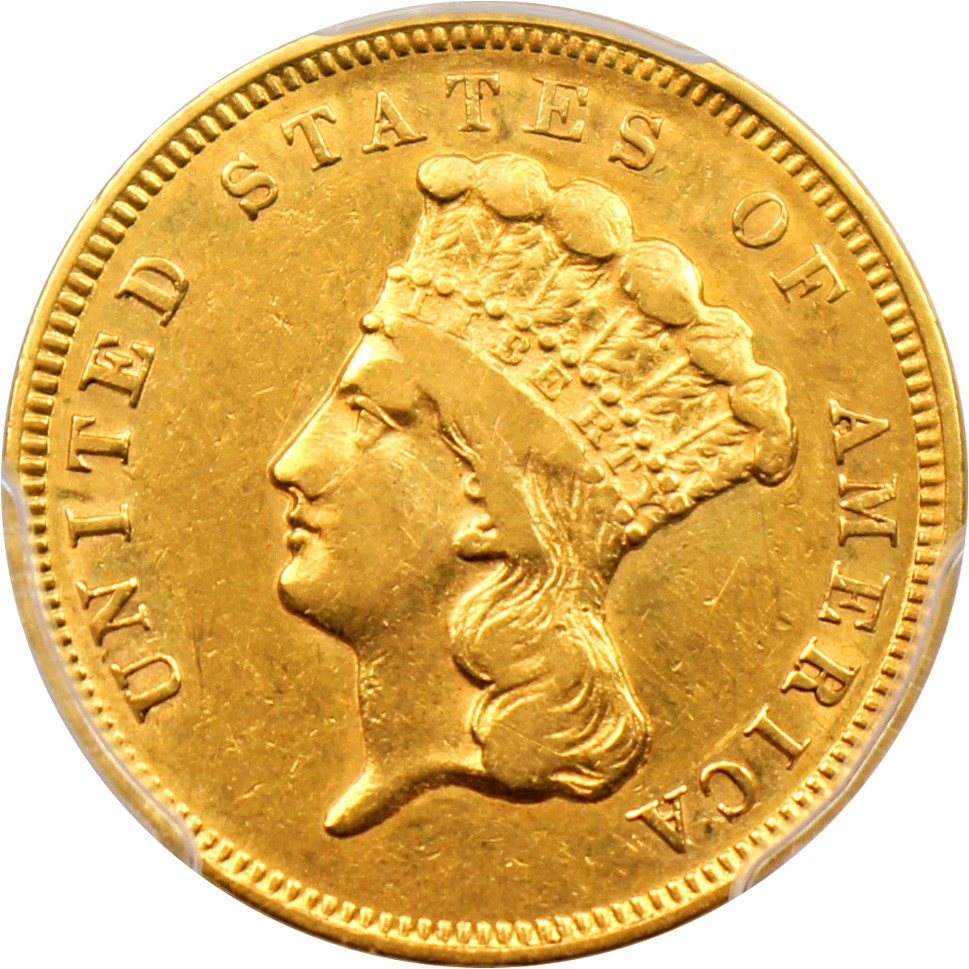 image for: 1857-S $3 PCGS XF45