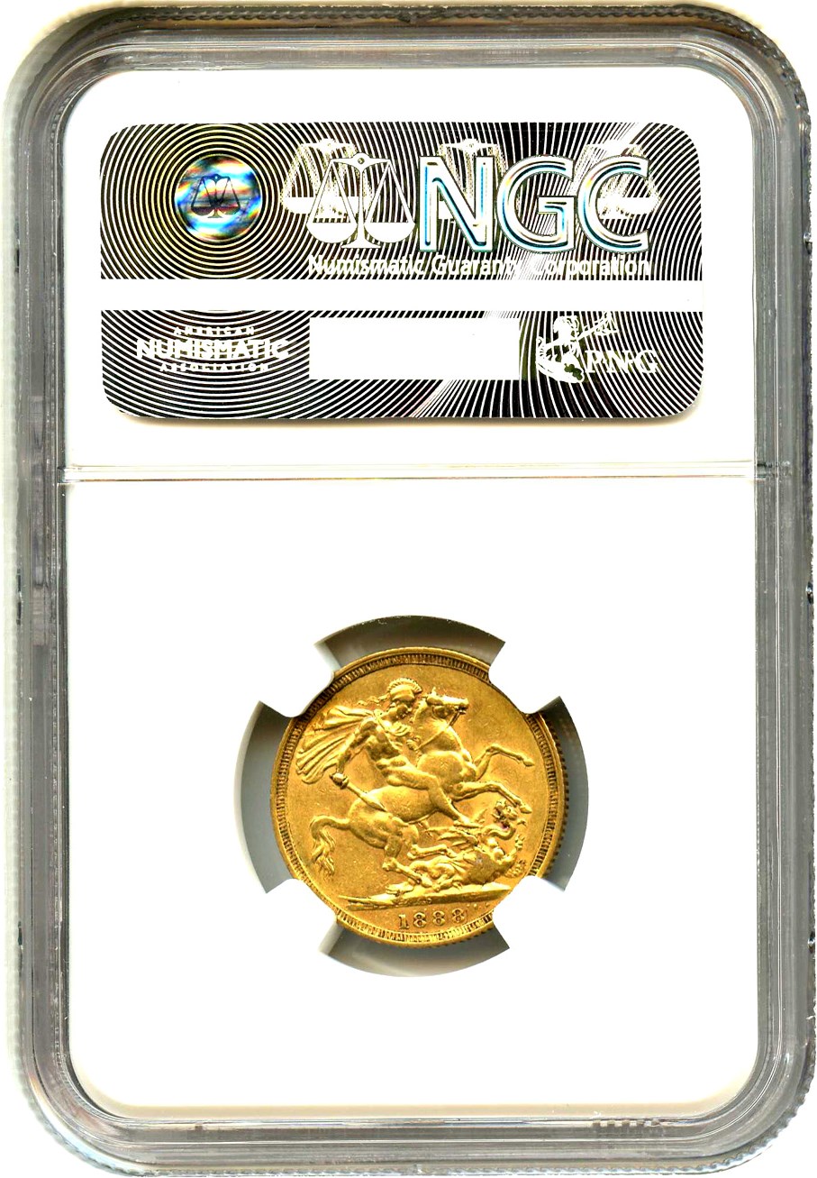 image for: Australia: 1888-S Gold Sovereign Jubilee Head NGC AU55 (KM-10)