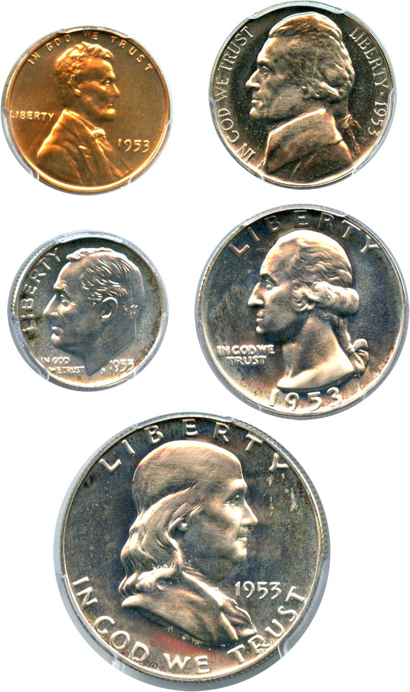 image for: 1953 1c-50c Proof Set: All PCGS Proof 64-67+