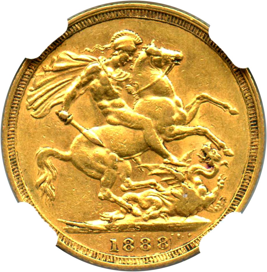 image for: Australia: 1888-S Gold Sovereign Jubilee Head NGC AU55 (KM-10)