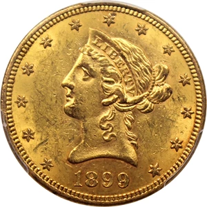 image for: 1899-S $10 PCGS/CAC MS62