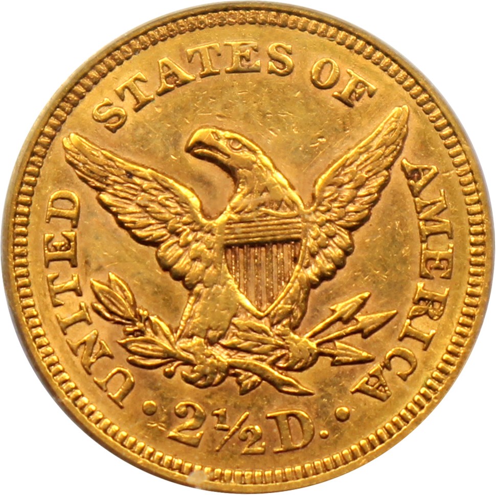 image for: 1859 $2 1/2 PCGS AU55 (Old Reverse)