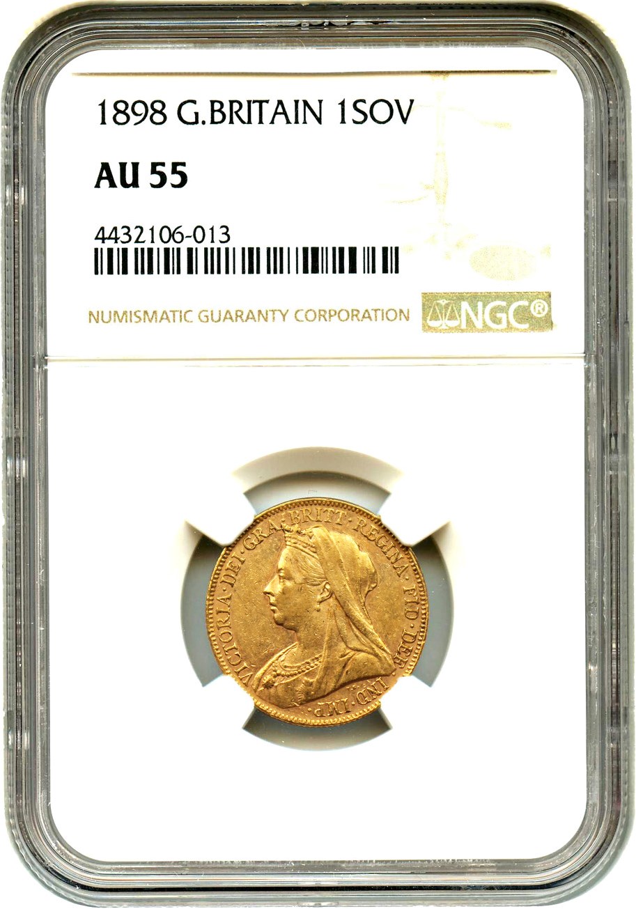 image for: Great Britain: 1898 Gold Sovereign NGC AU55 (KM-785)
