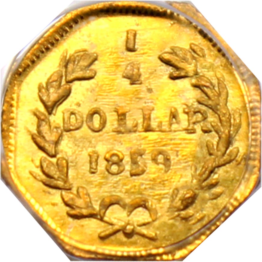 image for: 1859 Cal. Gold 25c PCGS MS64 (BG-702)