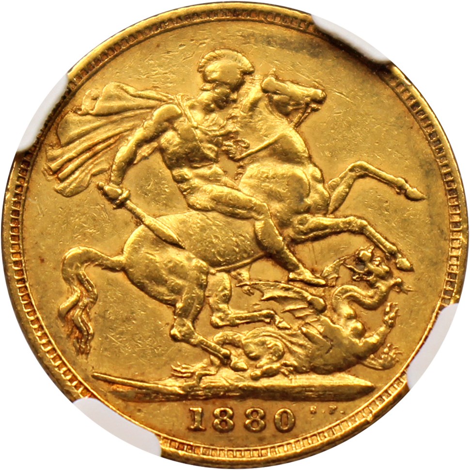 image for: Australia: 1880-M Gold Sovereign St. George NGC XF45 (KM-7)