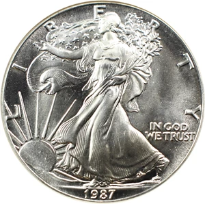 image for: 1987 Silver Eagle $1 NGC MS69