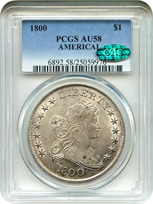 image for: 1800 $1 PCGS/CAC AU58 (AMERICAI)
