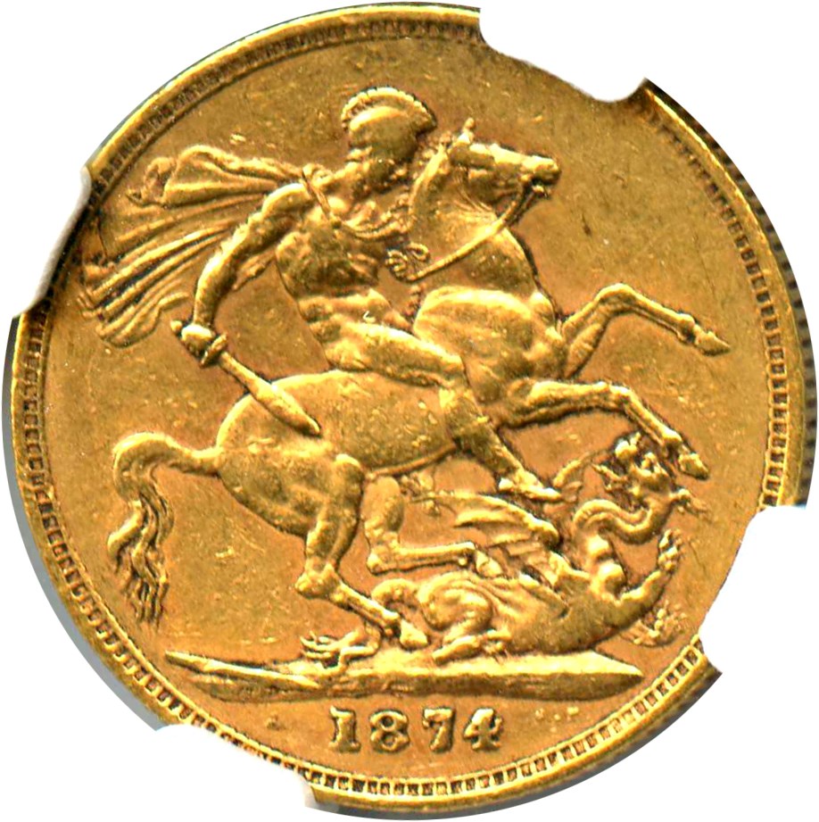 image for: Great Britain: 1874 Gold Sovereign NGC XF40 (St. George, KM-752) 
