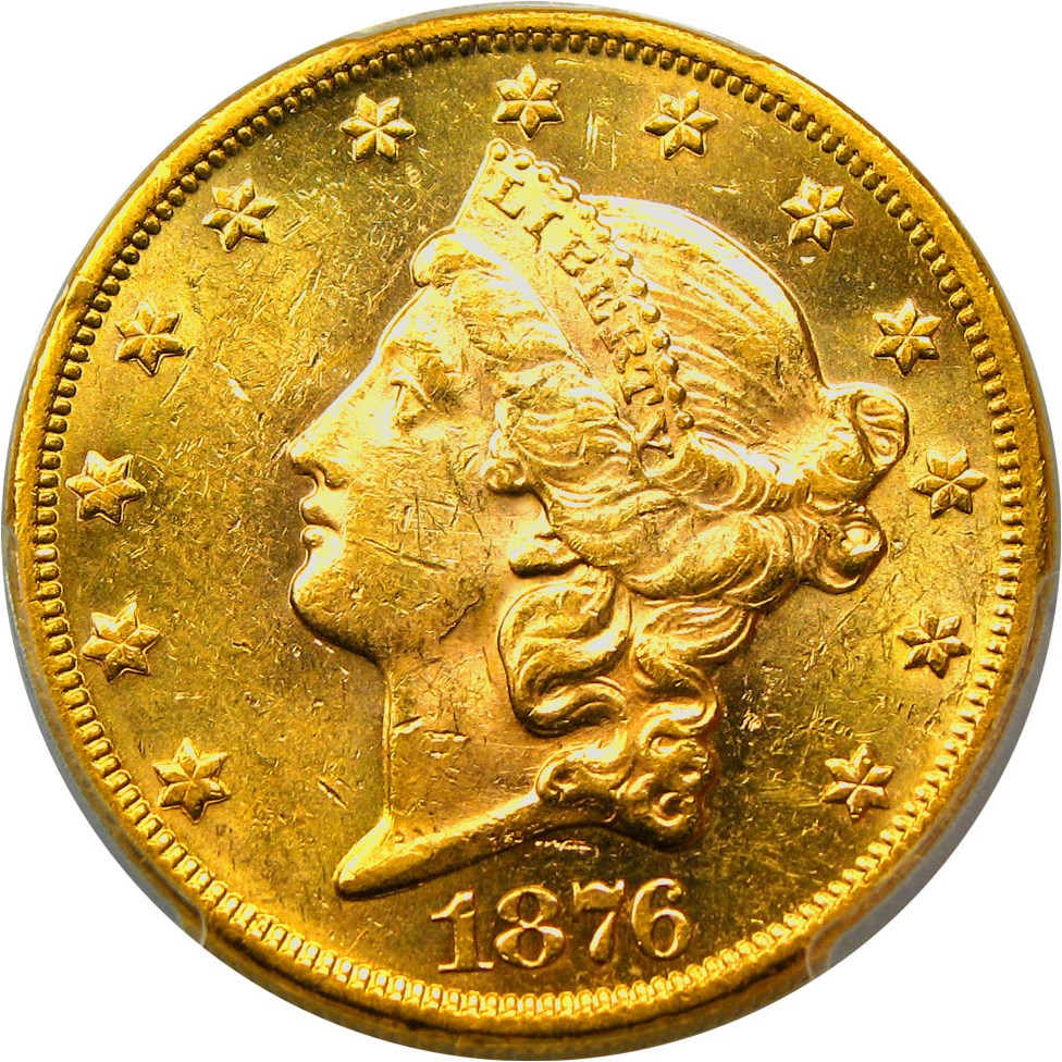 image for: 1876 $20 PCGS MS61