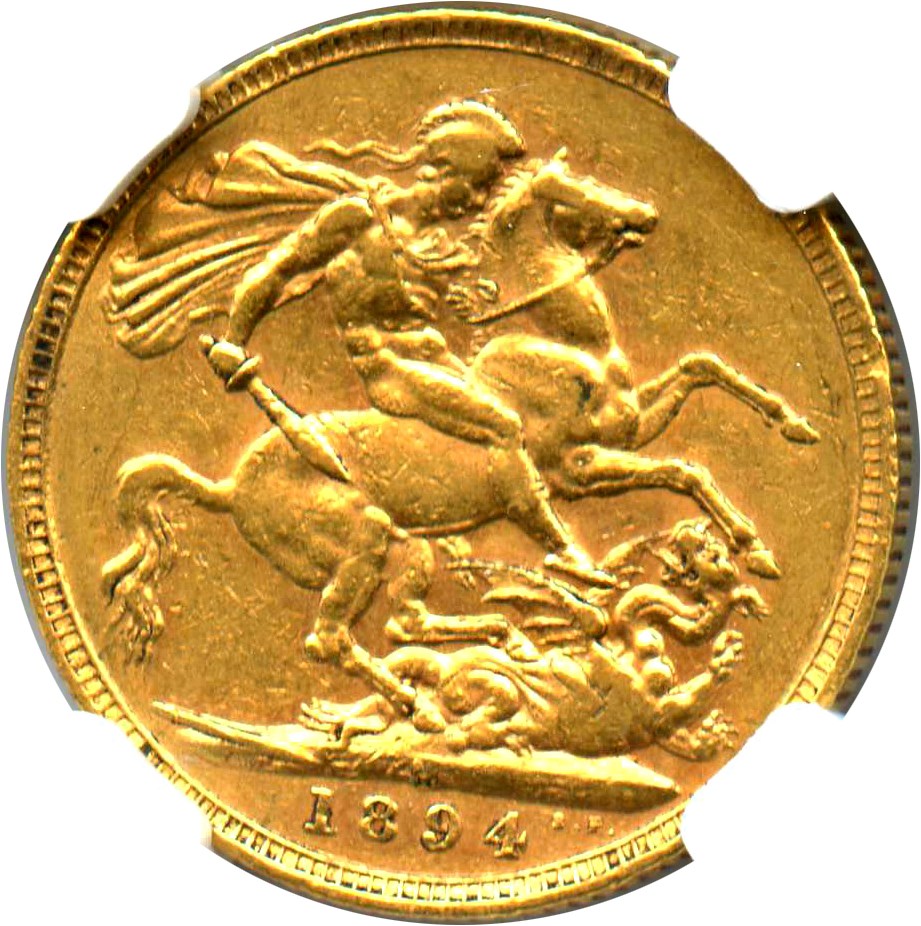 image for: Australia: 1894-M Gold Sovereign NGC AU53 (KM-13)