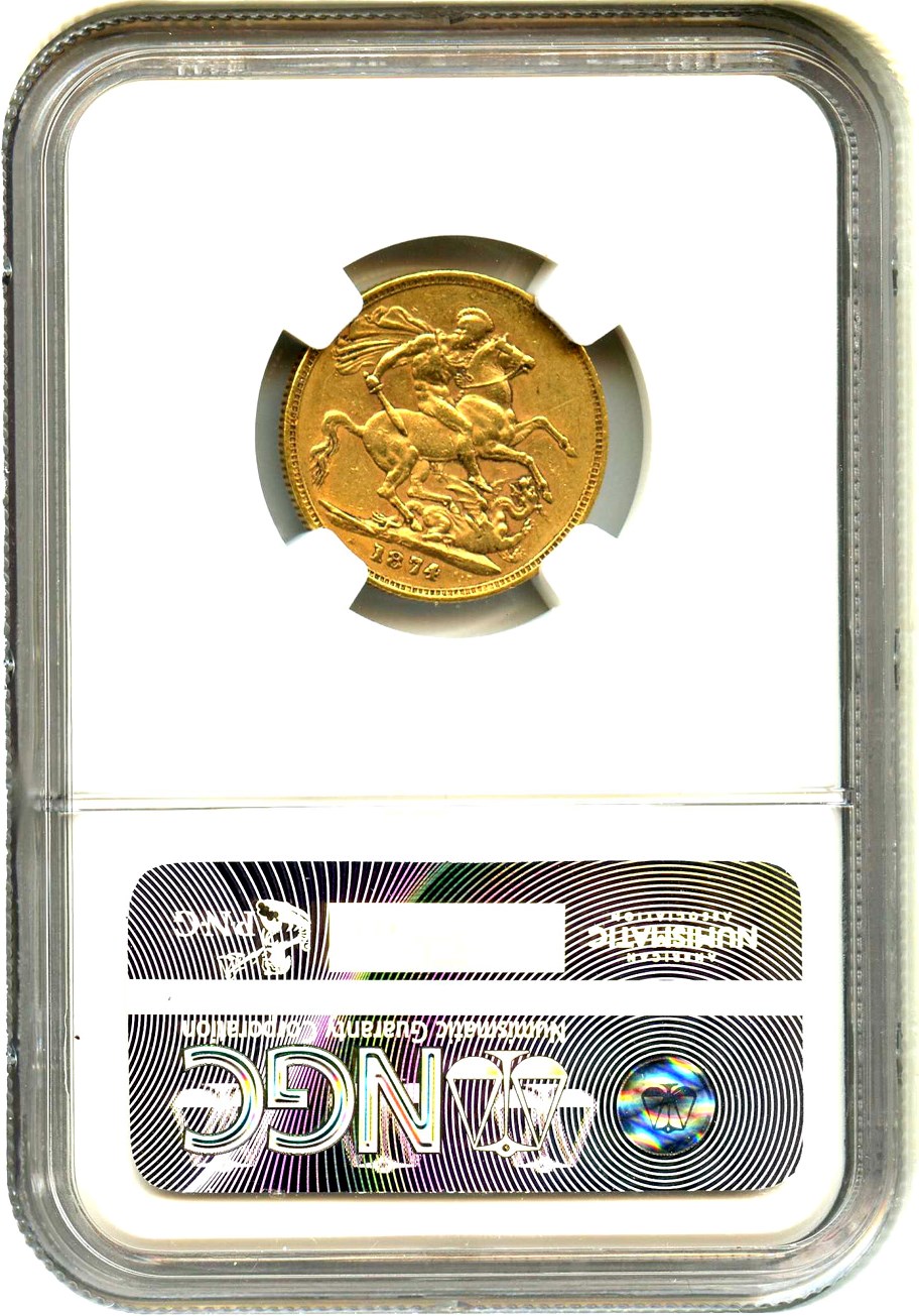 image for: Great Britain: 1874 Gold Sovereign NGC XF40 (St. George, KM-752) 