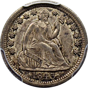 image for: 1843 H10c PCGS AU55 (Repunched Date, FS-301)