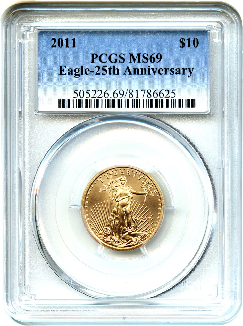 image for: 2011 Gold Eagle $10 PCGS MS69 (25th Anniversary)