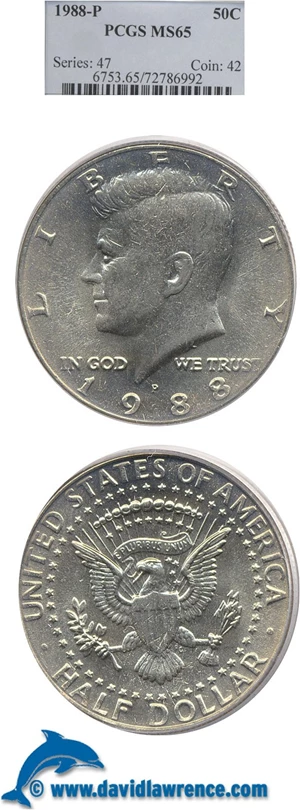 image for: 1988-P 50c PCGS MS65