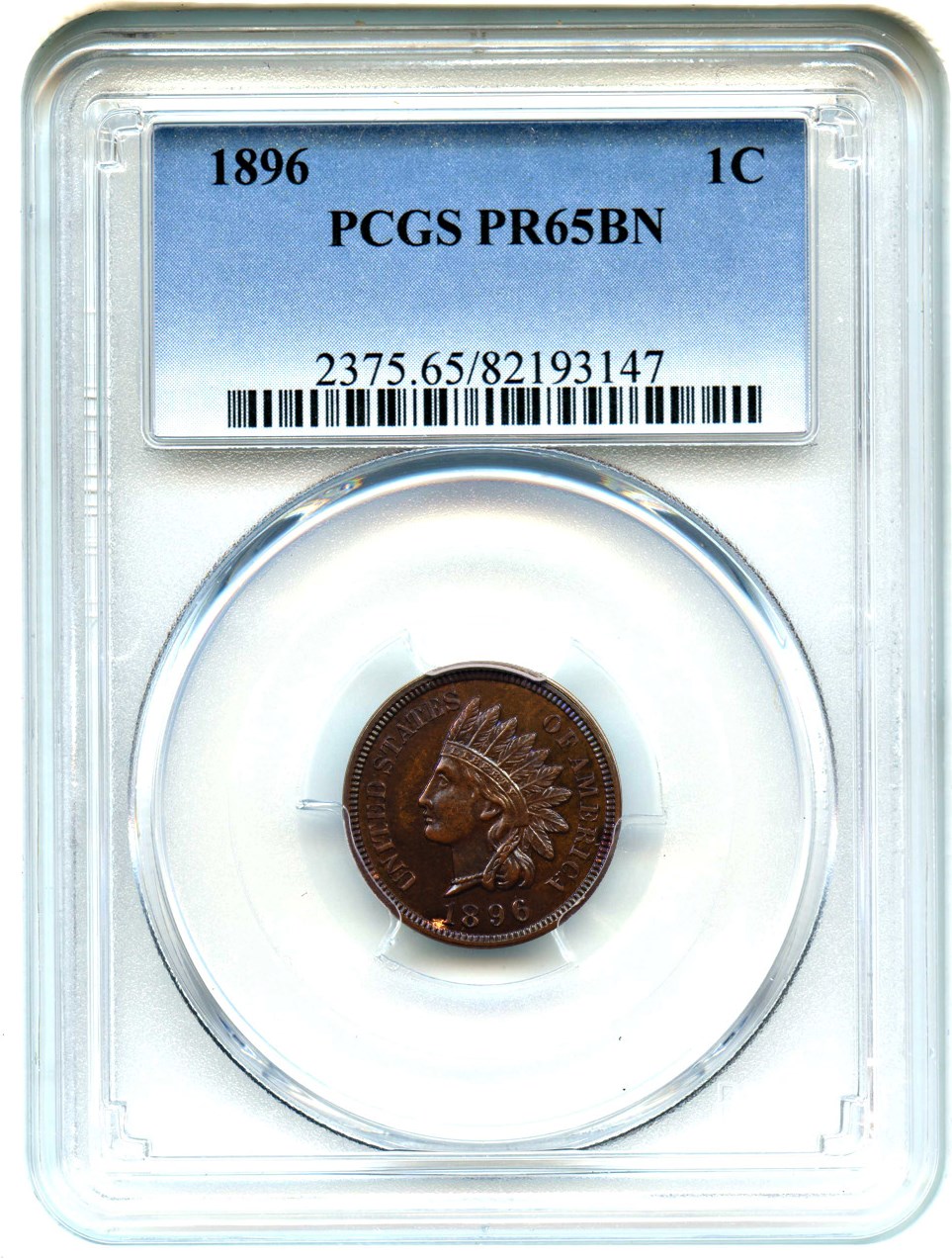 image for: 1896 1c PCGS Proof 65 BN