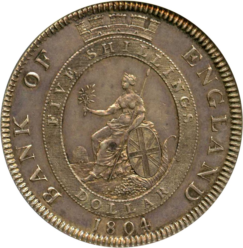 image for: Great Britain: 1804 5 Shilling Bank of England NGC AU58