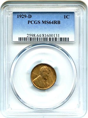 image for: 1929-D 1c PCGS MS64 RB