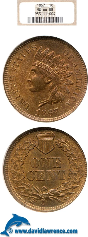 image for: 1867 1c NGC MS66 RB